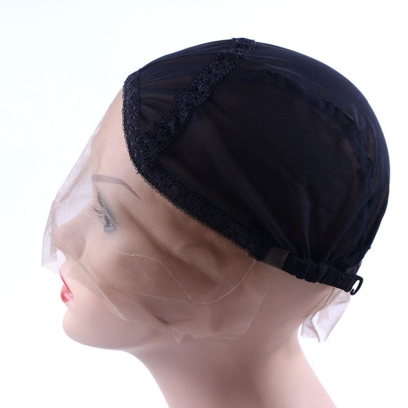 YANTAISIYU Lace Front Wig Cap for Making Wigs with Adjustable Strap Glueless Weaving Wig Caps Swiss Lace Hairnet (Black S 52 cm) - Image 3